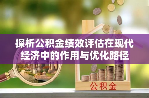 下城探析公积金绩效评估在现代经济中的作用与优化路径